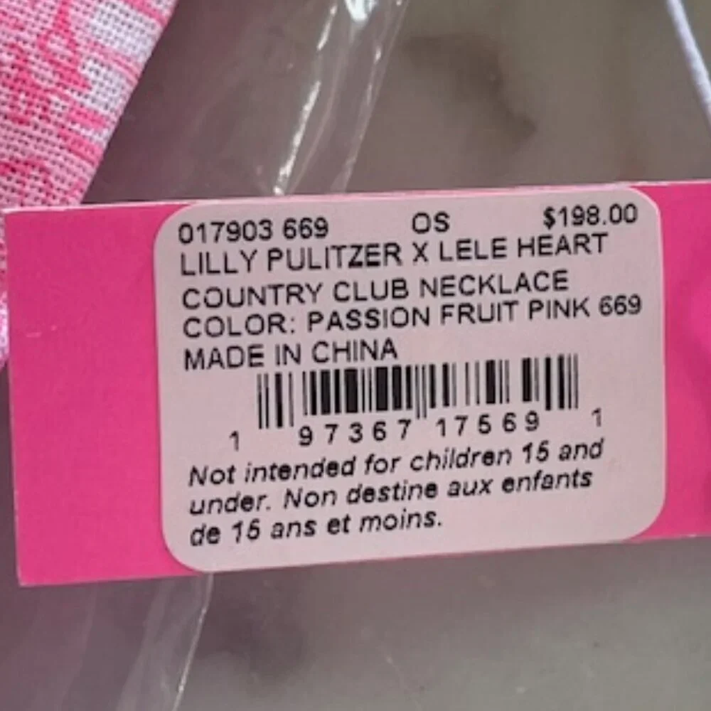 LILLY PULITZER x Lele Heart Country Club Necklace Passionfruit Pink - Picture 7 of 14